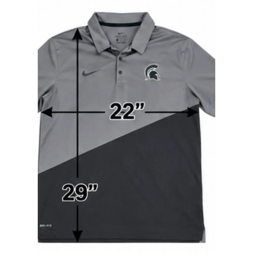 Nike Michigan State Spartans Dri-FIT Polo Shirt Men’s XL Gray Black MSU